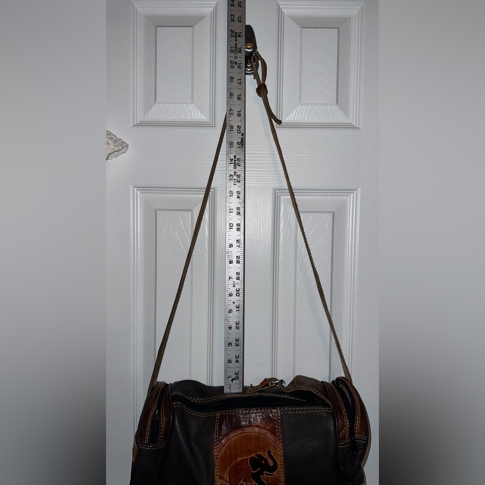 East/West Leather Barrel Bag w/ Elephant Motif - Picture 7 of 9